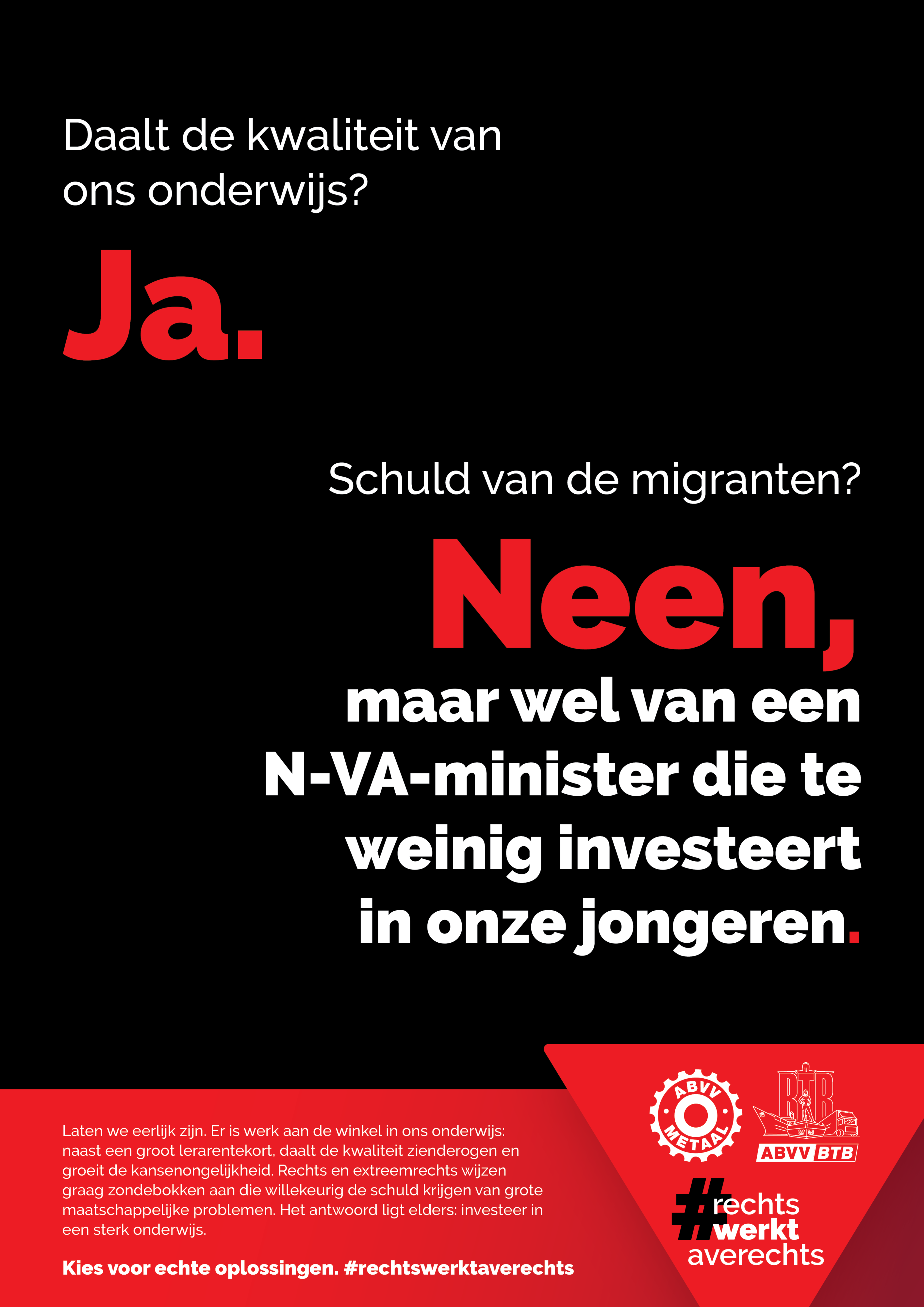 Zwarte affiche over onderwijs