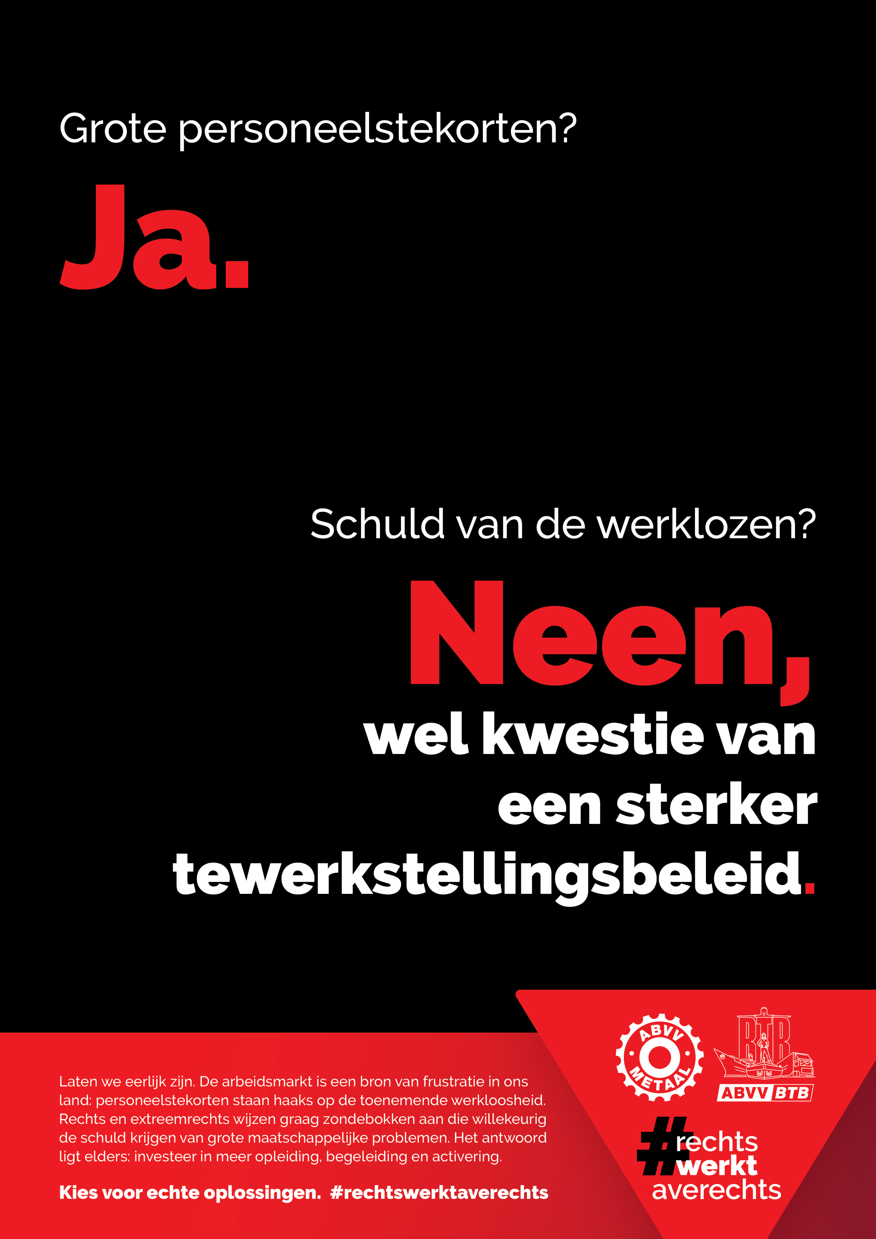 Zwarte affiche voor tewerkstelling