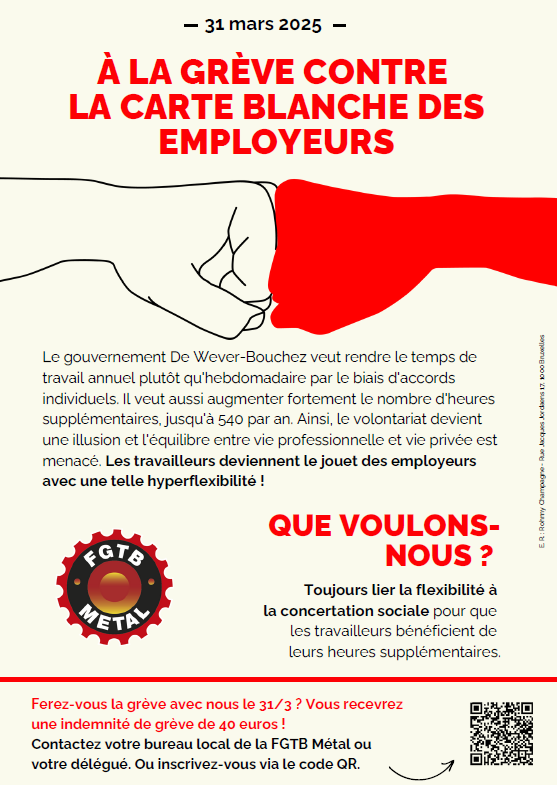 affiche appelant à la grève du 31 mars 2025 contre l'hyperflexbilité