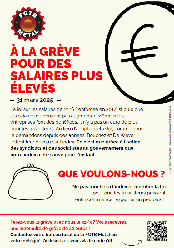 affiche appelant à la grève du 31 mars 2025 pour salaires plus élevés