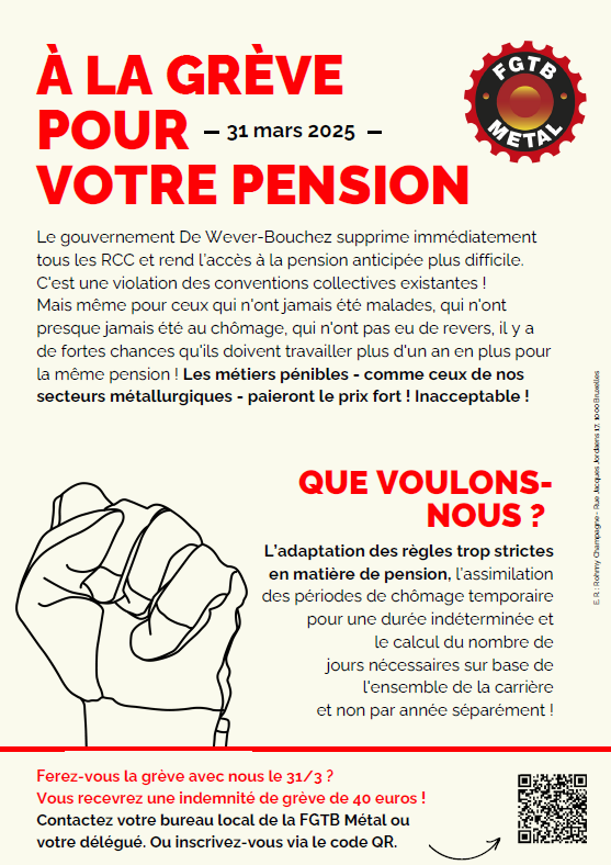 affiche appelant à la grève du 31 mars 2025 pour la protection des pensions